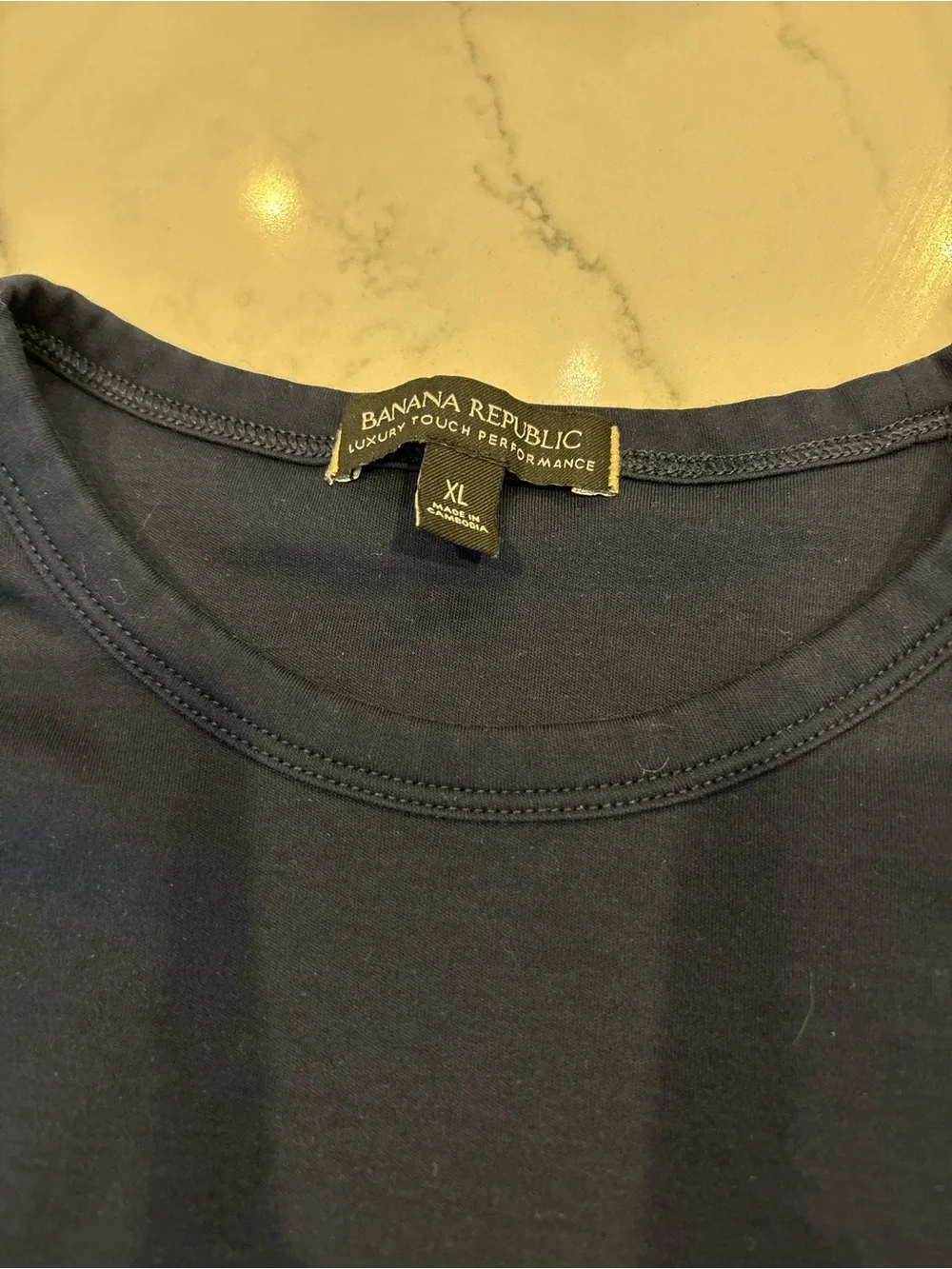 Banana Republic Navy Luxury Touch Performance Crewneck Tee